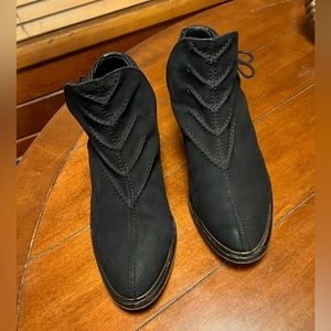 Free People “Southern Cross” Black Leather Suede Ankle Boots
